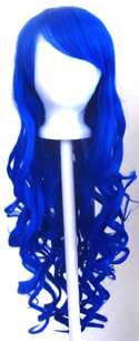 Wig 29 Long Curly Cut w/ Long Bangs Blue