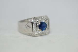 Retro Vintage 1970s Sapphire & Diamond Post Ring  