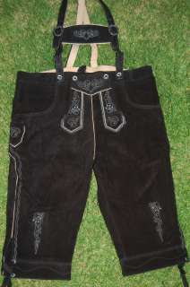 Bavarian Kniebund Lederhosen Seppl black US Size 44  