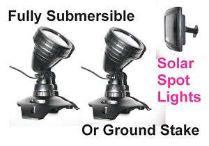 SOLAR SUBMERSIBLE SPOT LIGHTS. SET OF 2. 9 LEDS P/SPOT  