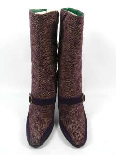 NIB BYBLOS Plum Tweed Suede Ankle Boots Shoes 6.5 $525  