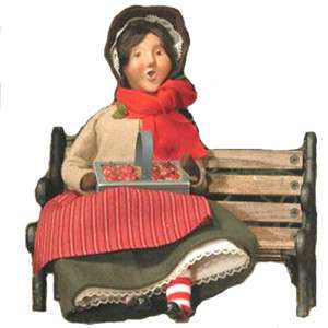 BYERS CHOICE Cries of London Apple Lady with Bench 2008 with Hang Tag 