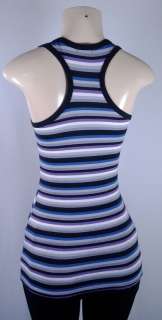 New Womens Striped Racerback Tank Top Casual Athletic Sleeveless Cami 