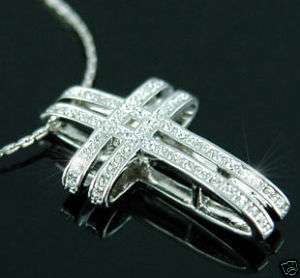3D Cross Pendant Necklace use Swarovski Crystal SN070  