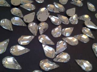 50 x CLEAR Sew On, Stitch On, Stick on DIAMANTE Resin Crystal 