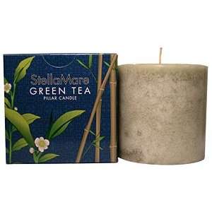   Stella Mare Green Tea Pillar 3 X 3 Inch Candle