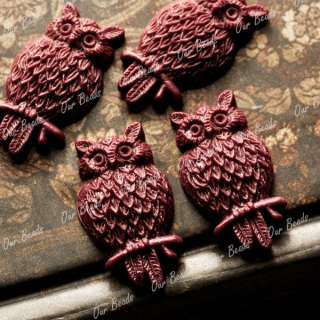 Wine Flatback Animal Owl Resin Cabochon Bead RB0615 9  
