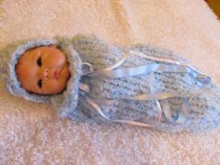KNITTED COCOON 18 22 for REBORN DOLLS gorgeous BLUE  