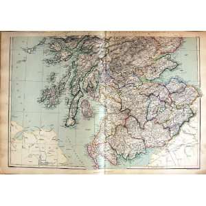  1872 Map Southern Scotland Arran Firth Forth Solway