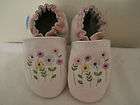 Baby Infant Girl Robeez Soft Soles Shoes Stemmed Flowers white 18 24 