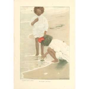   Print Girls Playing on the Beach by Sarah S Stilwell 