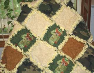 Army Camouflage Teddy Bear Baby Rag Quilt  