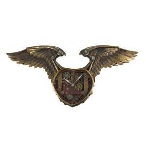  Steampunk Winged Heart Clock Statue, 26.5 inches L
