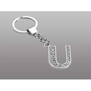  Letter U Covered w/ Ice Bling Clear Gem Crystals Metal Key 