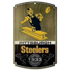   Steelers Wood Sign   Throwback Steelworker Logo