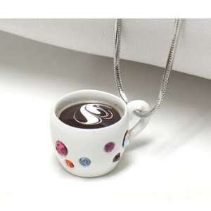  Hot Coffee Polka Dot Crystal Set Mug Cup Pendant 16 