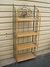 48403 Metal/Bamboo Rattan Folding Bookcase Bakers Rack