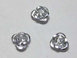 200 Mixed Colour Aluminum Metal 6mm Rose Flower Beads  