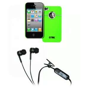  iPhone 4 / 4S Deluxe Neon Green Rubberized with Chrome Ring Stealth 