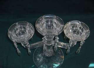 Large Crystal Pressed Glass 3 Lite Candelabra Austrian Crystals