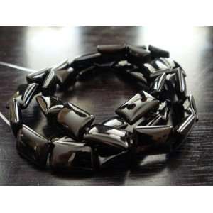  black onyx puffed rectangle beads strand 