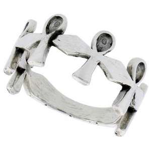 Sterling Silver Ankh Cross Link Ring (Available in Sizes 6 to 10) size 