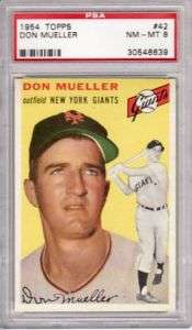 1954 Topps #42 DON MUELLER New York Giants BB PSA 8  