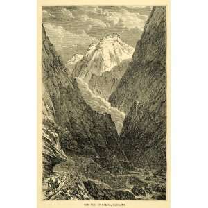 1905 Wood Engraving Art Dariel Mountain Pass Caucasus Natural History 