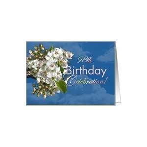  98th Birthday Party Invitation White Flower Blossoms Card 