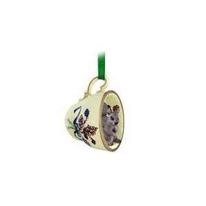  Gray Squirrel Teacup Green Christmas Ornament