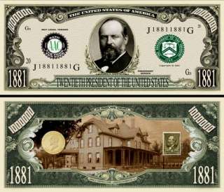 You get 2  James A. Garfield  Dollar Bill for only $ 1.00 plus 