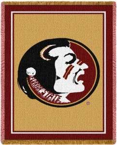 FSU Seminole Mascot Throw Blanket (100% Cotton  