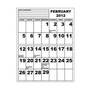  Jumbo Print Calendar   2012
