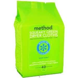 Method   Squeaky Green Dryer Cloths Sweet Water   40 Sheet 