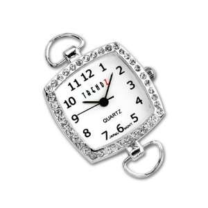  Silver Tone Curved Square Watch Face with Crystals Arts 