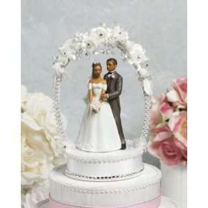  African American Sweet Flower and Crystal Arch Cake Topper 