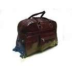 Big Brown travel Bag shoulder strap 100% leather with wheels