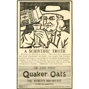  1899 Ad Quaker Oats Cereal Food Professor Atwater Health 