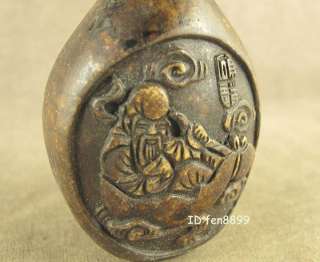 WITH CARVED FIGURE MOTIF IN CHINESE OLD STONE SNUFF BOTTLE  