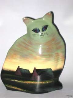 Ganz Bella Casa Cat Vase Handpainted Country Scene  