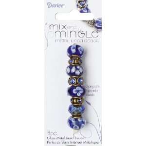  Darice Mix and Mingle Bronze Metal Lined Beads, Sapphire 