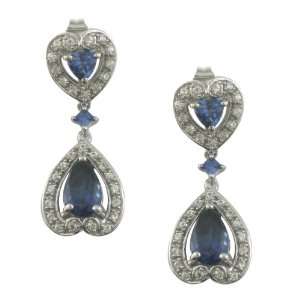   Pear Created Ceylon Sapphire, Created White Sapphire Earrings (5x8mm