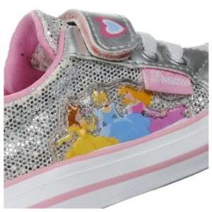 Disney Princess girl silver shoe sparkle tennis sneaker  