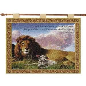  Christian Insperational LION AND LAMB Tapestry Wall 