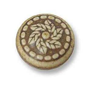  Ceramic Knob   Umber Spiraling Leaves   1 3/8