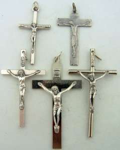 Lot 5 Crucifix Catholic Religious INRI Cross Silver P  