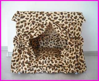 Leopard Print Dog Cat handmade bed house Brown S,M  