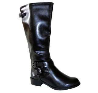 Rider Chic Buckle Motorcycle Riding Knee High Flat Boots Black AllSz 