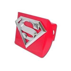 Superman Red with Chrome S 3D Emblem Trailer Hitch Cover Fits 2 