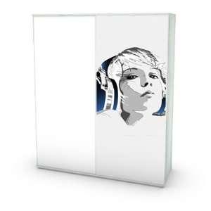  Girl with Headphones Decal for IKEA Pax Wardrobe Frame 1 